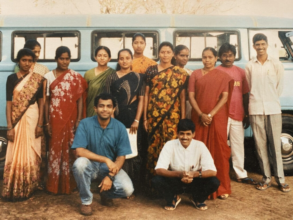 Photo of Rao with villagers