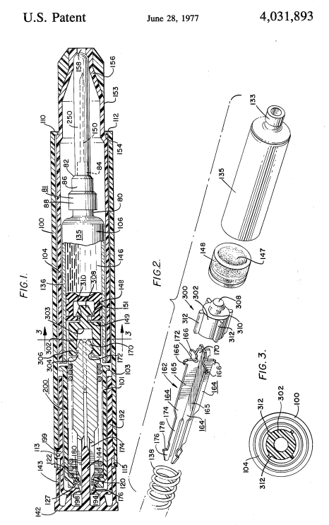 1976 patent for a hypodermic injection device